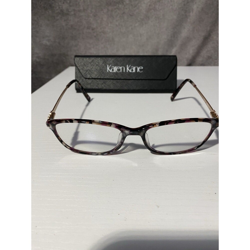 Karen Kane Barbary Fig Eyeglass Frames Tortoise & Pink Floral Gold Tone Women's